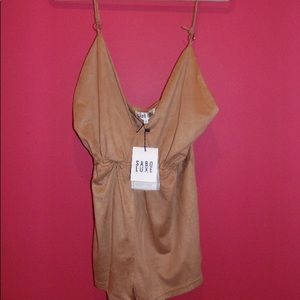 Nude suede romper 🤎